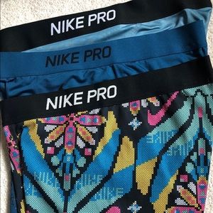 Three Nike Pro Compression Shorts